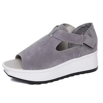 LANSHULAN 2017 New Peep Toe Women Sandals Trifle Platform Thick Bottom Summer Casual Shoes Wedges Women Flip Flops
