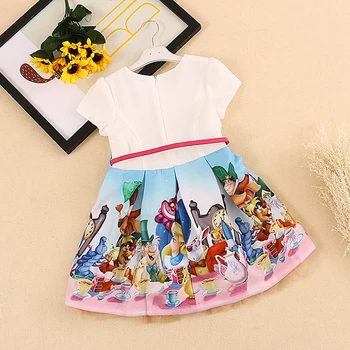 BRWCF Girls Dresses 2017 Brand Autumn&Winter Snow White Princess Dress Kids Clothes Print Design for Baby Girls Clothes 2-8Y