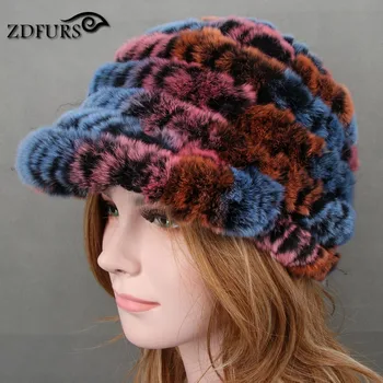 2017 Winter Hat For Women Genuine Rex Rabbit Fur Hat With Fox Fur Flower Female Fur Cap Fur Casquette 11 Colors