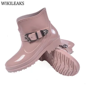 New 2017 Spring Shoes Women Flat Heel Soft Rubber Martin Rain Boots Fashion Women's Boots Brand Ankle Woman Shoes Botas Mujer