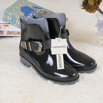 New 2017 Spring Shoes Women Flat Heel Soft Rubber Martin Rain Boots Fashion Women's Boots Brand Ankle Woman Shoes Botas Mujer