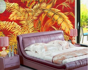 Beibehang 3d wallpaper Southeast Asian style hand painted palm banana tree oil painting bedroom living room background behang