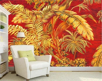 Beibehang 3d wallpaper Southeast Asian style hand painted palm banana tree oil painting bedroom living room background behang