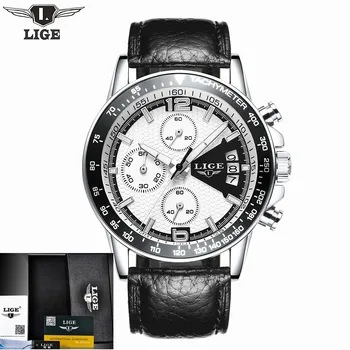 Men's Watches LIGE Men's Watches Top Luxury Brands Fashion Casual Quartz Watch Men's Sports Leather Men's Watches
