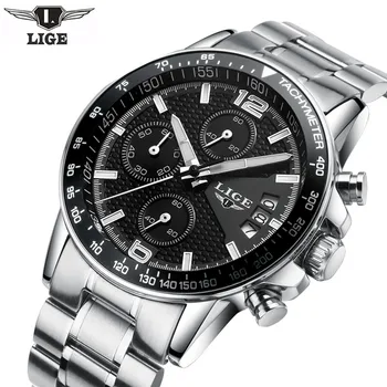 Men's Watches LIGE Men's Watches Top Luxury Brands Fashion Casual Quartz Watch Men's Sports Leather Men's Watches