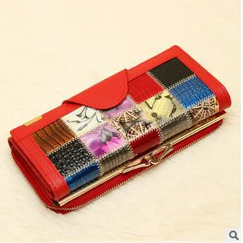 Women's Soft Genuine Real Leather Clutch Wallets Business Card Holders Lady Cowhde Purses Credit Card Holder Zipper Handbags Bag