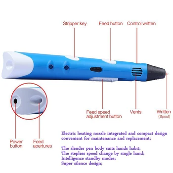 ABS/PLA DIY 3D Printing Pen Version 1 LCD Screen 3D Pen Painting Pen Creative Toy Gift For Kids Design Drawing