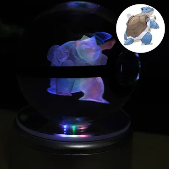 3D Blastoise Crystal Ball Fancy LED Lighting and Spinning Primary Base Advance 3D Laser Engraving Valentine Children's Gift