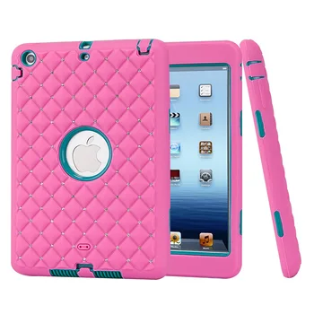 Bling Rhinestone Safe Shockproof Heavy Duty Silicone Hard Case Cover For ipad Mini Tablet cases For iPad mini 1 2 3 bags S2A12D