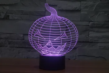 Hallowen Pumpkin 3D Atmosphere lamp 7 Color Changing Visual illusion LED Decor Lamp Home Table Decoration for Child Gift