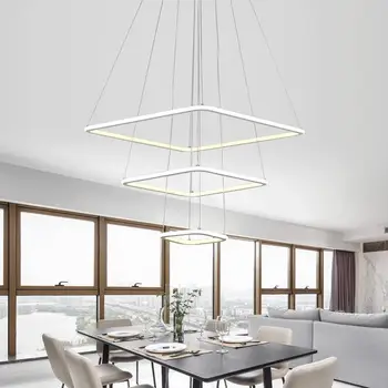 Modern 3 square rings LED Pendant lighting For brushed nickel light lamparas colgante Hanging Ceiling luminaire LED Lamp