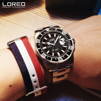 2016 LOREO Sports Automatic Mechanical Watch Waterproof Men Leather Strap Watches Luxury Full Steel Relogio Erkek Kol Saati A43