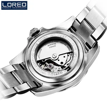 2016 LOREO Sports Automatic Mechanical Watch Waterproof Men Leather Strap Watches Luxury Full Steel Relogio Erkek Kol Saati A43