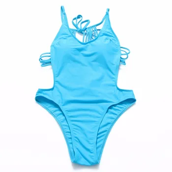 Trangel 2017 New Women Sexy Strappy Wrap Swimsuit Padding Bathing Suit Backless Swimwear One Piece High Cut Beach Wear Black