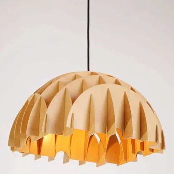 Modern creative design handmade burly wood Pendant Lights E27 LED lamp indoor ply-wood chips lamp for stairs&corridor BT123-500