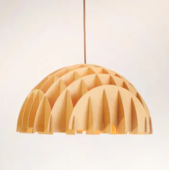 Modern creative design handmade burly wood Pendant Lights E27 LED lamp indoor ply-wood chips lamp for stairs&corridor BT123-500
