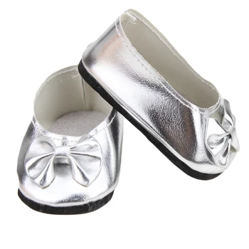 Silver Bow Slip-on Shoes Fits 18