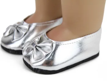 Silver Bow Slip-on Shoes Fits 18