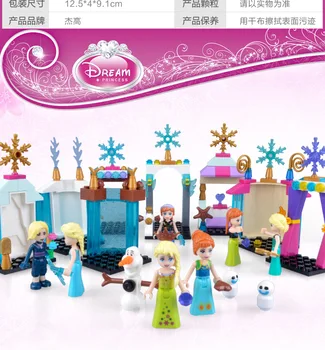 Dream Princess Elsa's Ice Castle Princess Anna Olaf Set Model Building Blocks Gifts Toys Compatible lepin Friends