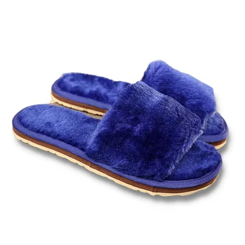 New Winter Women Plush Feathers Slippers Designer Flat Rubber Fluffy Fur Slides Home Flip Flop Lady Warm Casual Hotel Floor Shoe