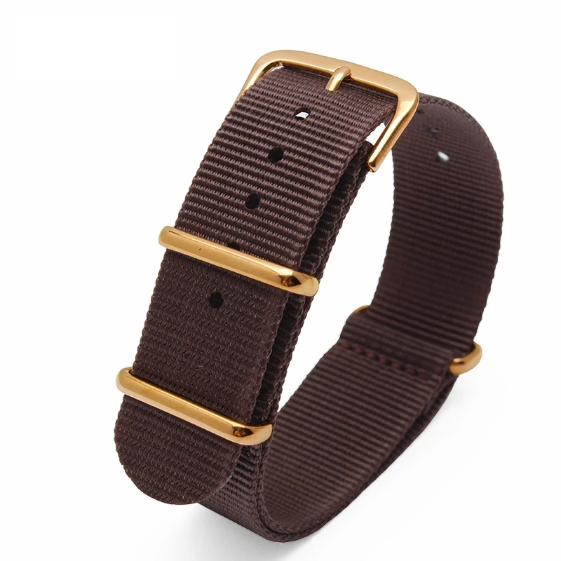 2016 Nylon Wholsale Watchband Belt 18mm 20mm 22mm 24mm coffe Watch Strap Belt Steel Deploy Clasp