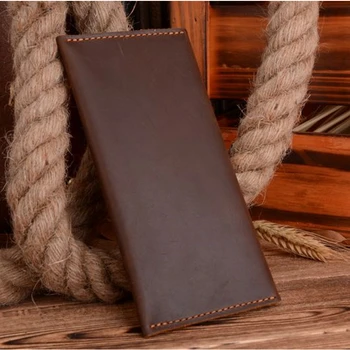 COWATHER 2017 newest men wallets Crazy horse leather for men top quality male purse long 105 carteira masculina