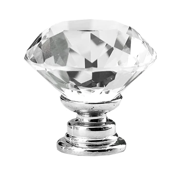 10 Pcs 30mm Diamond Shape Crystal Glass Cabinet Knob