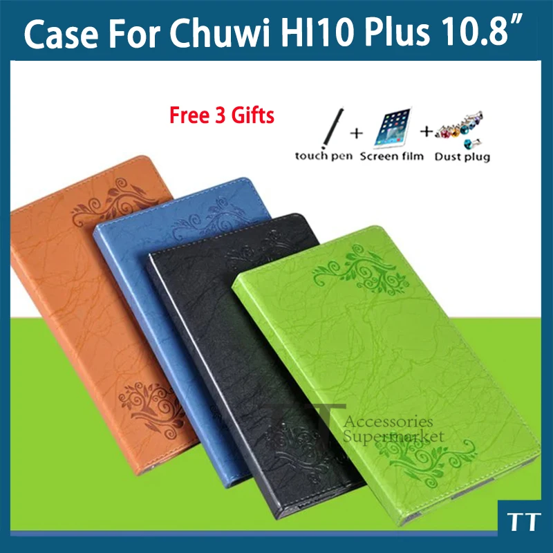 For Chuwi Hi10 plus case Pu Leather Case For CHUWI Hi10 plus 10.8 Inch Tablet PC + free 3 Gifts