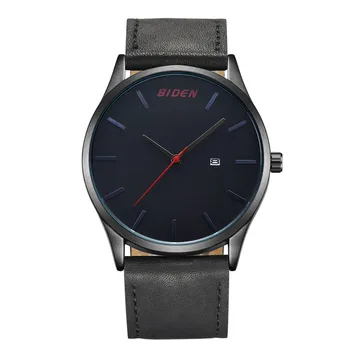 2017 New Hot Brand BIDEN Watch Men Genuine Leather Quartz Analog Clock Male Sport Wrist watches Relogio Masculino