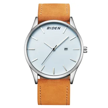 2017 New Hot Brand BIDEN Watch Men Genuine Leather Quartz Analog Clock Male Sport Wrist watches Relogio Masculino