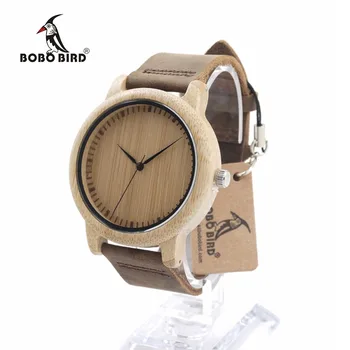 BOBO BIRD L19 Bamboo Wood Watches for Women Brand Designer Leather Band Wooden Dial Face Casual Quartz Watch OEM Dropshipping