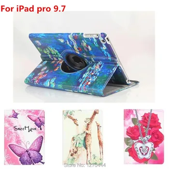 360 Degree Rotating Leather Case Cover For iPad Pro 9.7 Smart with Colorful Painting Cover for iPad Pro for ipad air 3 9.7 Case
