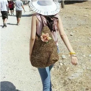 Bag straw bag beach straw bag knitted 2016 women's one shoulder handbag casual flower brief