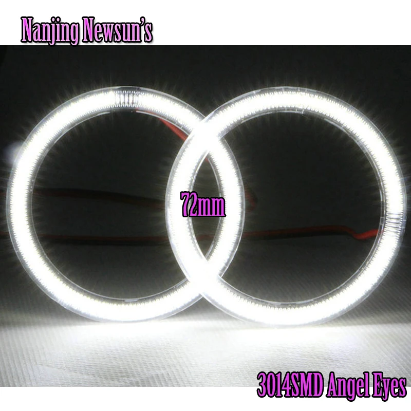 2x Angel Eyes 72mm 3014 69SMD Ring Led Car Led Light White/Blue/Green/Red Daytime Running Lights DRL Headlight With Lampshades