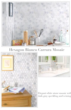 Home Improvement Hexagon Marble Mosaic tiles, Natural Jade Style,Kitchen Backsplash,Art Wall/Floor decor, ,LSMBH08