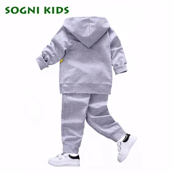 SOGNI KIDS boys clothing set 2017 spring coat+ pants Set casual kids set for boys clothes turn-down jacket+pants tracksuits