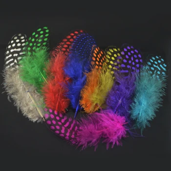 MNFT 50PCS/Lot Mixed Colors Combo Guinea Pearl Chicken Feather For Fly tying Material / DIY Fly Fishing Insect Lure