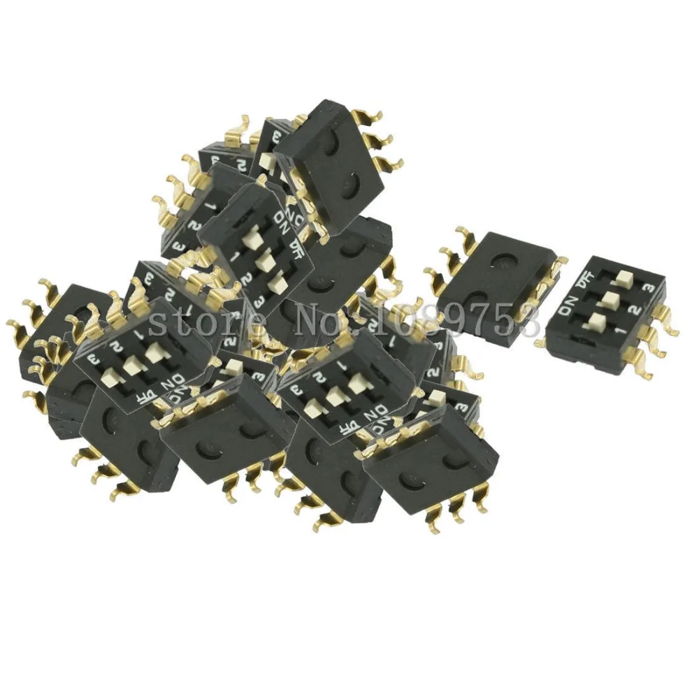 10 Pcs 3P Dual Row 2.54mm Pitch SMD Type Surface Mount DIP Switch
