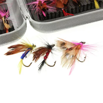 32pcs/set Various Dry Fly Fishing pesca Trout Trout Lure Set Artificial Insect Bait Trout Fly fishing Hooks Tackle W/Case Box
