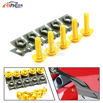 10PCS M6 Motorcycle Fairing Body Spring Bolts Nuts Spire Speed Fastener Clips Screw Scooters for yamaha r15 virago 250 KTM 690