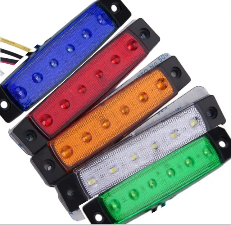 4pcs 6LED Bus Truck Trailer Lorry Side Marker Indicator Light Clearance Side Marker Light Submersible Width lamp Clearance Lamp