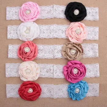 1PC 7 Colors Fashion Kids Girl Cute Lace Pearl Flower Christmas Headwear Headband Hair Band Accessories