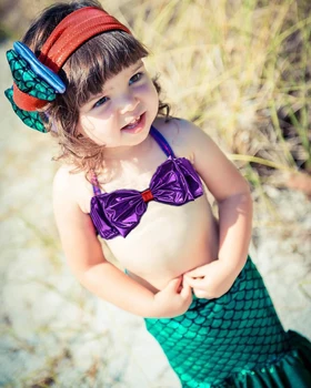 Girls Kids Mermaid Tail Swimmable Bikini Dress Ruffles Swimming Costume Beach Dress