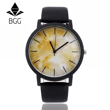 Marbling Dial 2016 BGG Brand New Fashion Casual Mens Watches Quartz Watch Men Clock relogio masculino Waterproof