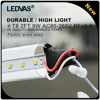 LEDVAS 2-Pack 9W T8 2Ft LED Tubes SMD 2835 600mm 48led Light Lamp Bulb 2feet 0.6m AC85-265V Led Lighting