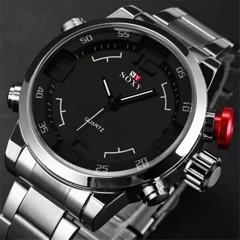 2016 New Quartz Mens Luxury Army Sport Wrist Watch Waterproof Analog Quartz Watches Stainless Steel Sport Wrist Watches