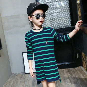 Tribros 2017 Spring Autumn Style Girls Children's Striped asymmetry Clothes Infant Kids Costume Baby Next Party Mini Dresses
