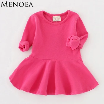 Bear Leader 2017 New Spring Casual Style Pure cotton falbala long-sleeved dress Baby candy color Lovely princess dress