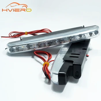 New 10X Car Daytime Running Light 8 LED 8smd DRL Daylight Kit Super White Head Lamp Parking Car Fog Lights 12V DC