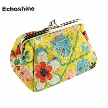 New brand Fashion and Women Lady Retro Vintage Flower  Lightweight Small Wallet Hasp Purse Clutch Bag